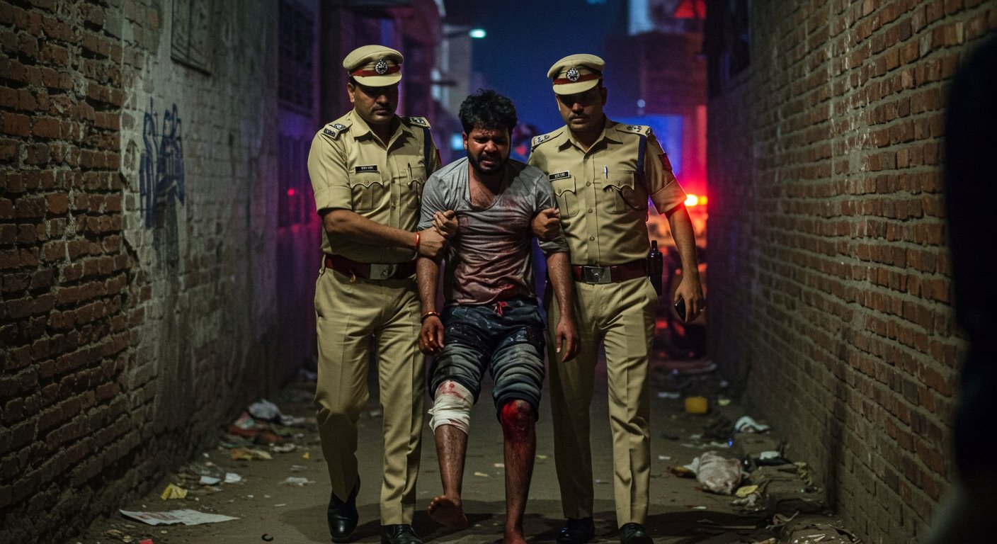 सीतापुर में 25 हजारी लुटेरा मुठभेड़ के बाद गिरफ्तार, पुलिस की गोली से घायल