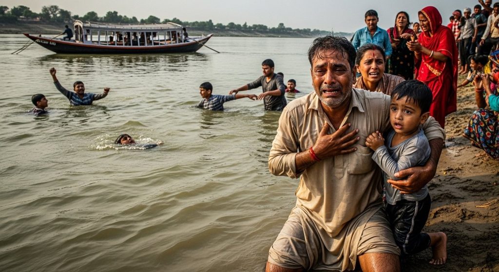 UP: Father saves nephew, but young son drowns before his eyes; chaos as passenger boat capsizes