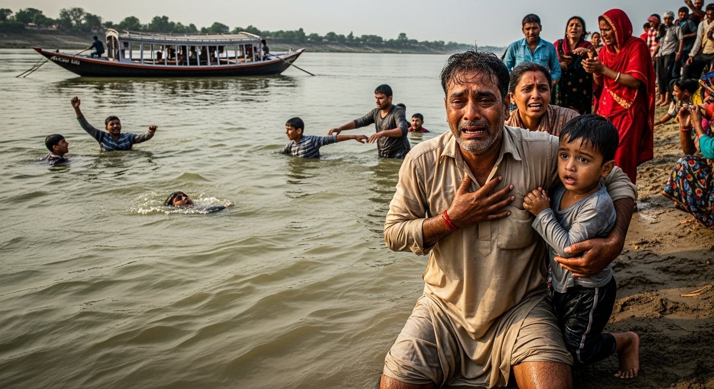 यूपी: पिता ने भतीजे को बचाया, पर अपनी आंखों के सामने डूबा जवान बेटा; यात्रियों से भरी नाव पलटने से हाहाकार