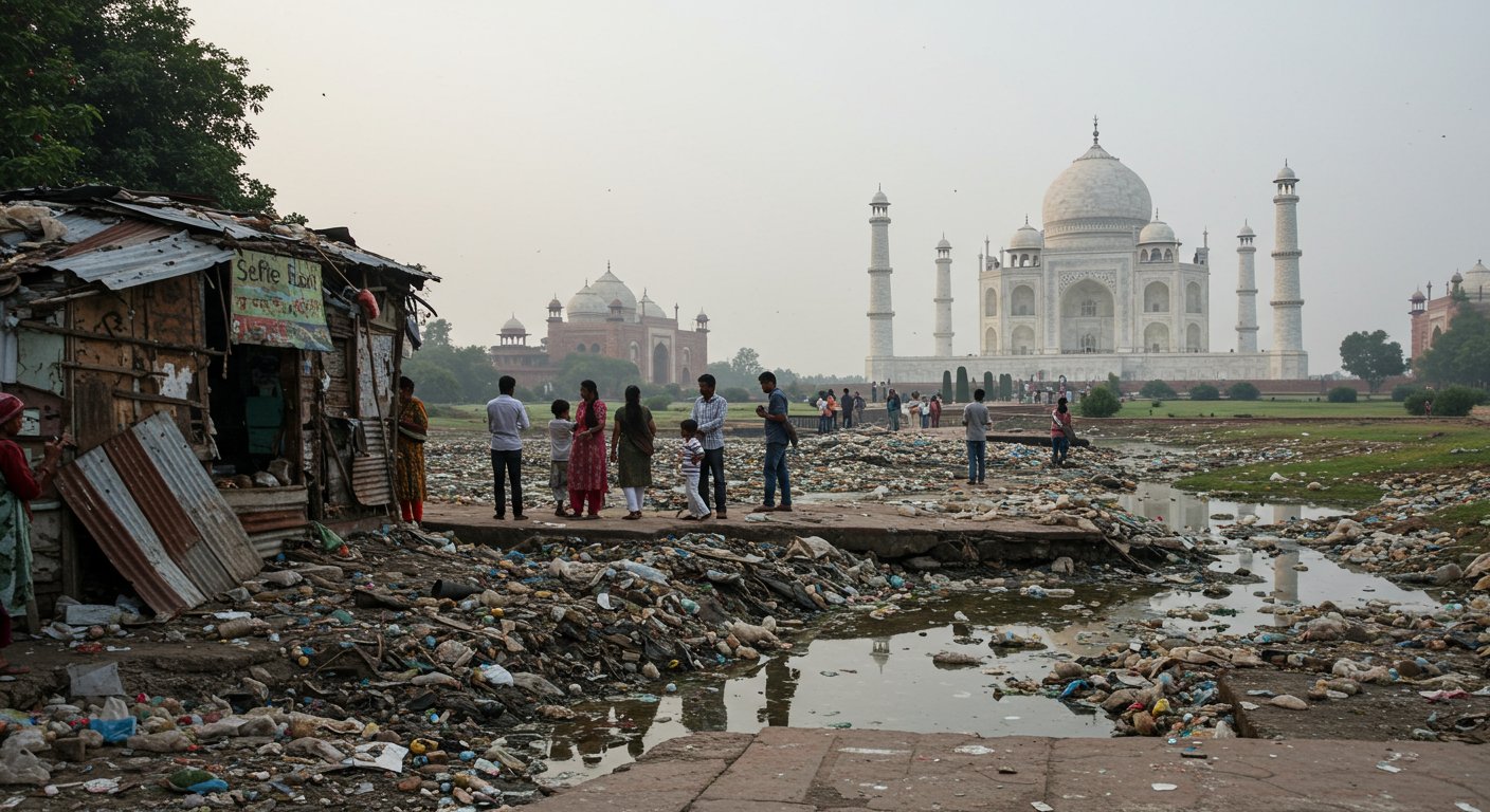 ताज के पास ‘दाग’ का सच: जिस जगह को बनाया था सेल्फी पॉइंट, अब दिख रही है ये दुखद तस्वीर!