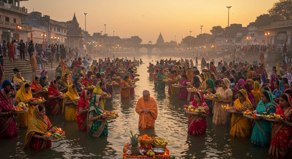 Spectacular Chhath Mahaparv in UP: Capital Immersed in Devotion, 36-Hour Waterless Fast After Kharna; CM Yogi to Also Offer Arghya on Monday