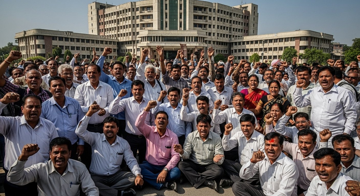 यूपी: ‘सहारा शहर’ में कर्मचारियों का फूटा गुस्सा, वेतन और पीएफ न मिलने पर दिया धरना