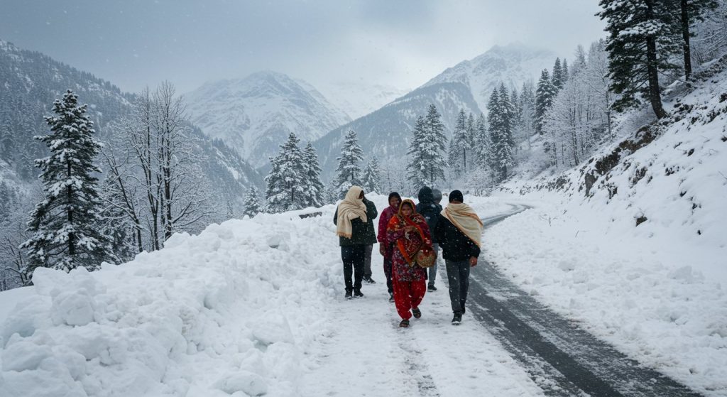 Rajasthan-MP Cities Hit 15°C, Cold Intensifies; Snowfall in Mountains, Himachal's Keylong Records -1°C; Manali-Leh Highway Closed for 4 Days.