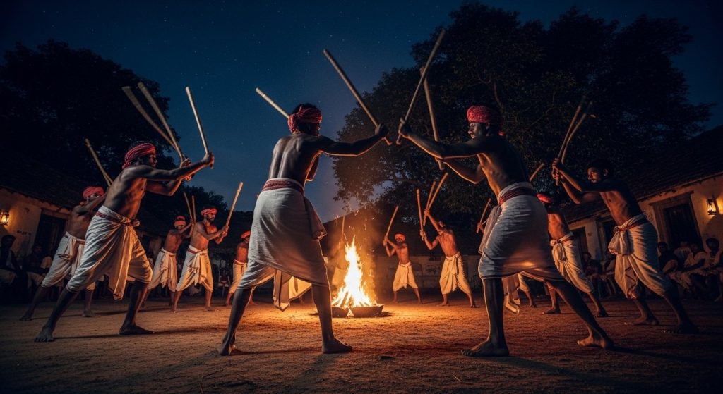 Monia Dance Excitement Peaks: Villagers Vigorously Practice with Sticks All Night