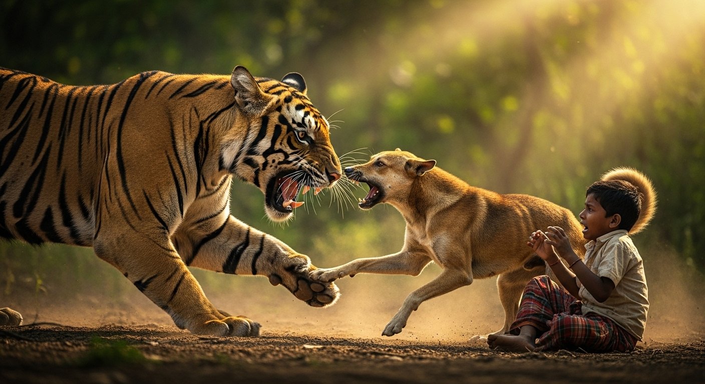 बाघ के हमले से बच्चे को कुत्ते ने बचाया, जान बचाने के लिए किया ऐसा हैरान कर देने वाला काम!