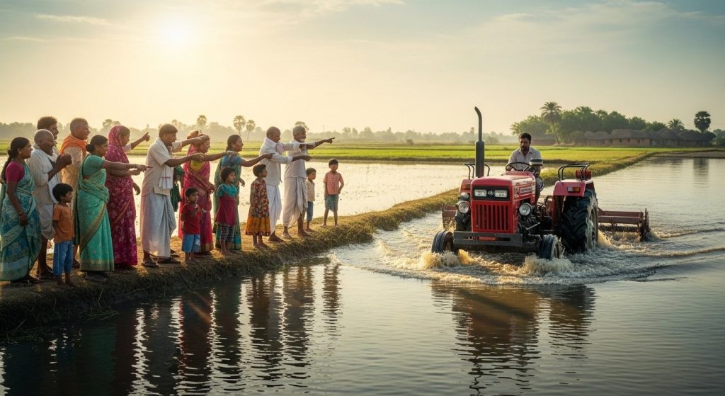 Viral Video: This Tractor Runs in Water, Not on the Road! Everyone Astonished.