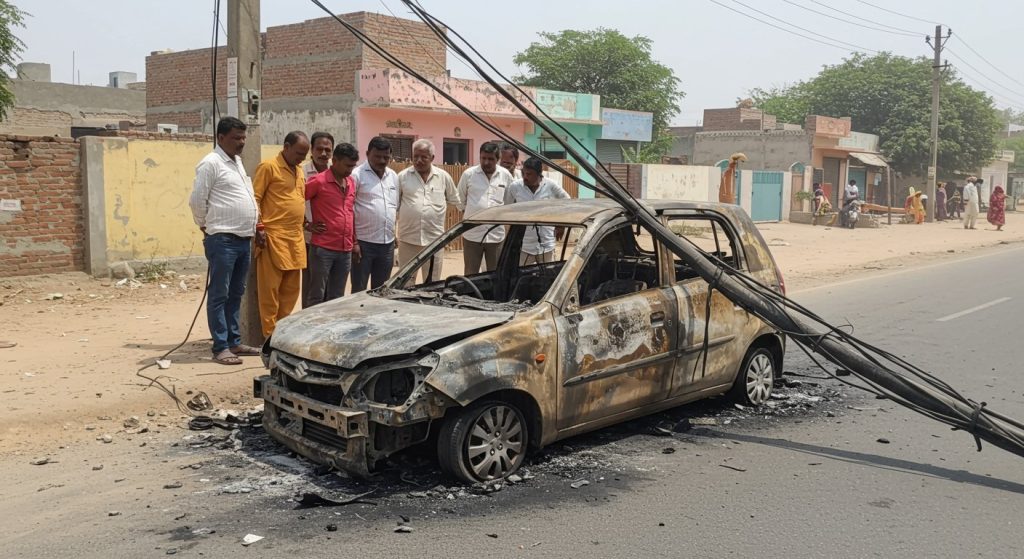 CNG Car Catches Fire From Electric Wire in Mathura, 25-year-old Man Burnt Alive