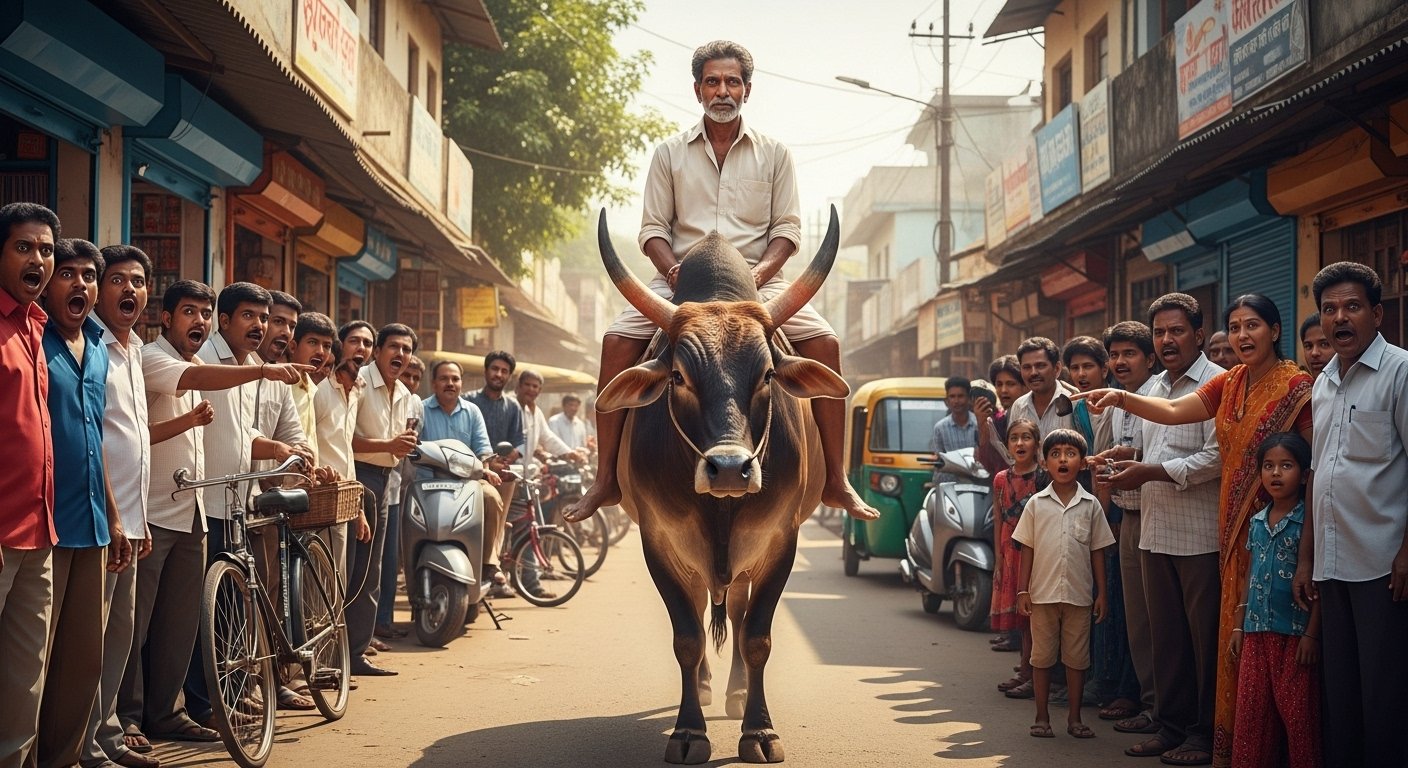 वायरल वीडियो: चाचा ने बाइक-कार छोड़ की सांड की सवारी, देखने वाले रह गए दंग!