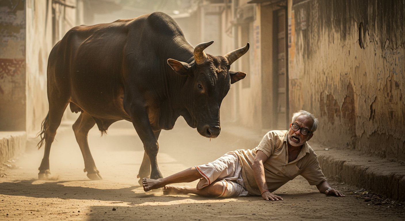 सांड से भिड़ना चाचा को पड़ा भारी, फिर जो हुआ उसकी कल्पना भी मुश्किल, वीडियो वायरल