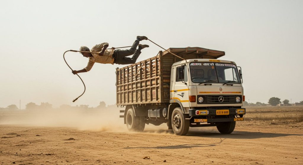 Truck Turned Into a Swing: Uncle's Dangerous Stunt Goes Viral on the Internet, People Exclaim 'Is He a Man or a Fan!'