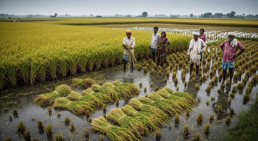 Unseasonal Rain Wreaks Havoc in UP: Standing and Harvested Paddy Crop Ruined in Fields, Farmers' Hopes Dashed
