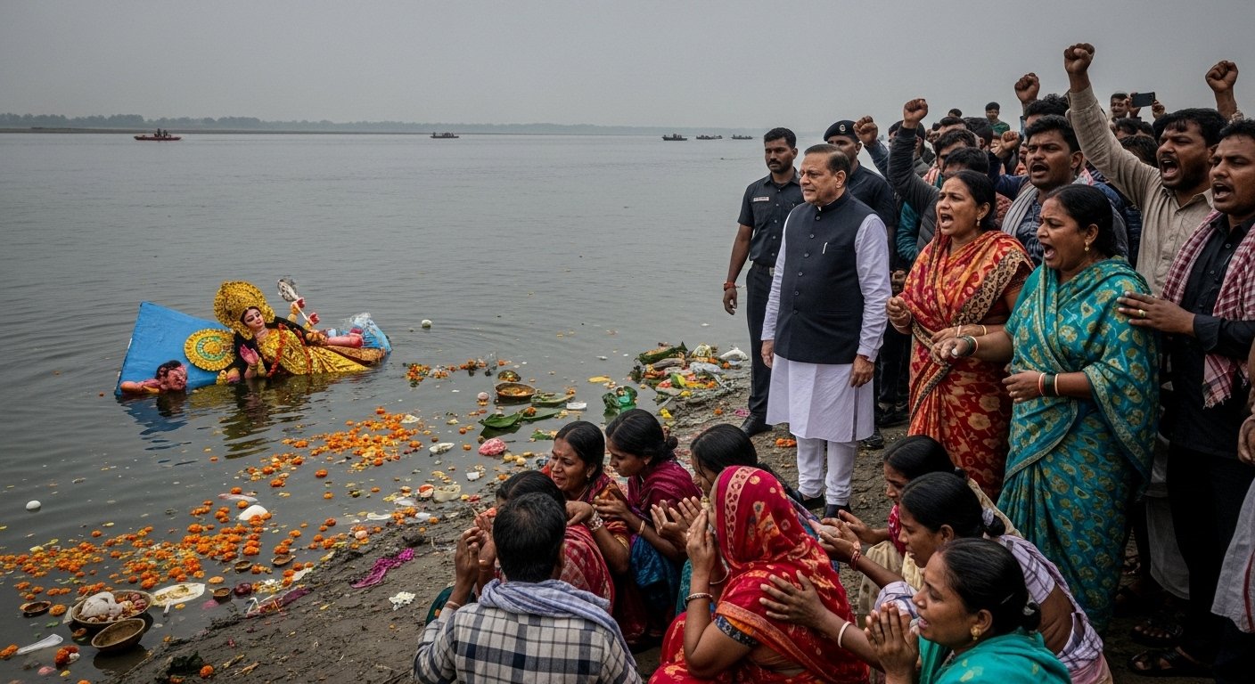 उंटगन नदी हादसा: दुर्गा विसर्जन के दौरान 11 लोग डूबे, 5 शव मिले; भाजपा सांसद चाहर पर भड़के ग्रामीण, लगे मुर्दाबाद के नारे