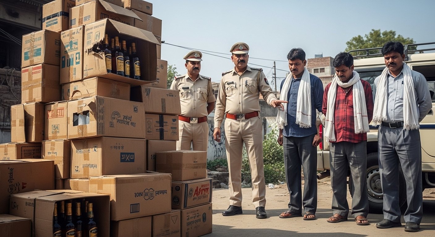 बिहार चुनाव से पहले वाराणसी पुलिस का बड़ा एक्शन: 135 पेटी अवैध शराब के साथ 3 तस्कर दबोचे