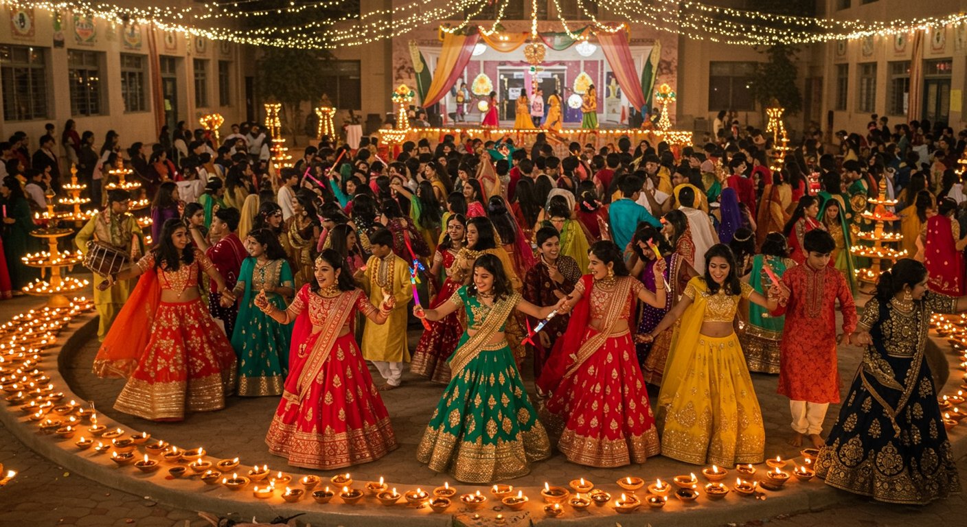 वेदम वर्ल्ड स्कूल में गरबा और दीपोत्सव से सजी शाम, नाच-गाने से झूमे छात्र-छात्राएं और अतिथि