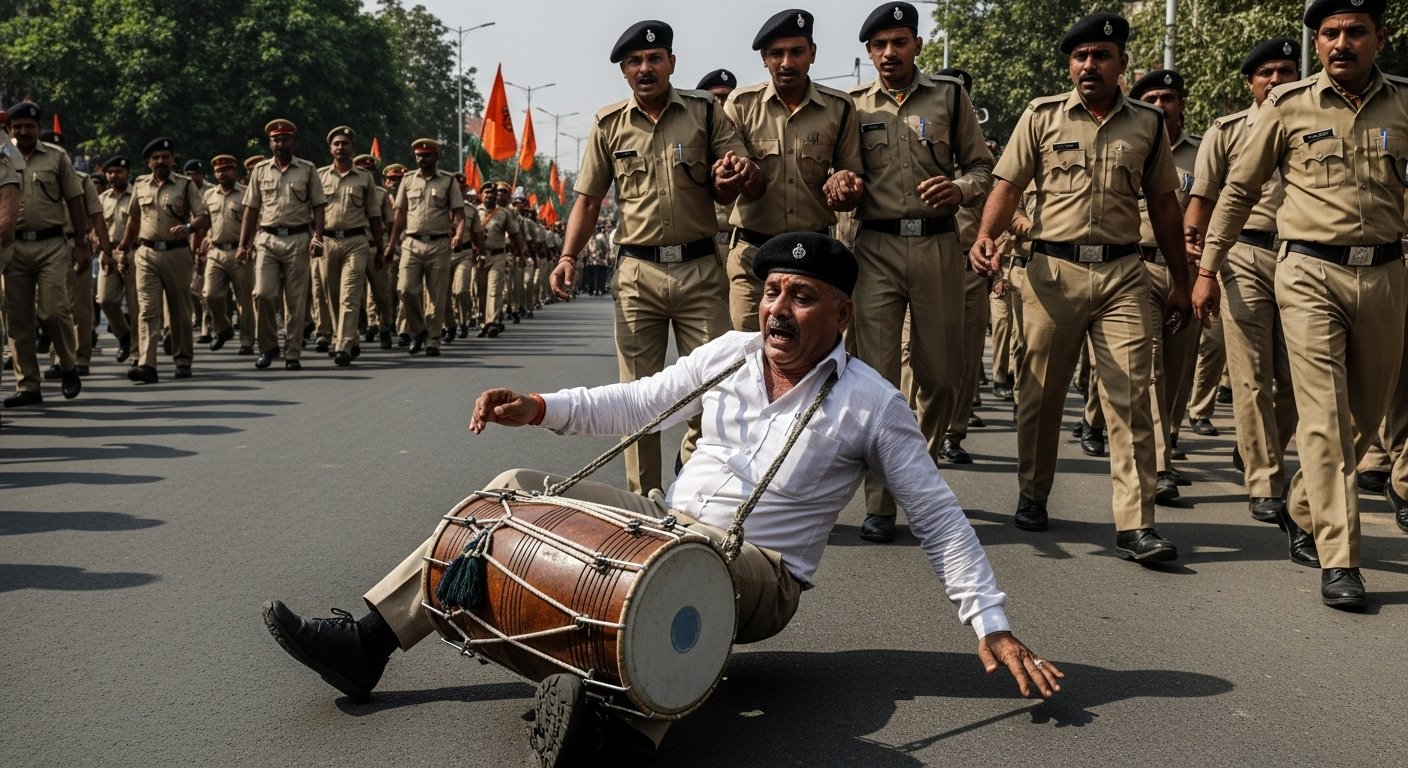 सीतापुर में पथ संचालन के दौरान बड़ा हादसा: ड्रम बजाते समय स्वयं सेवक को आया हार्ट अटैक, मौके पर मौत