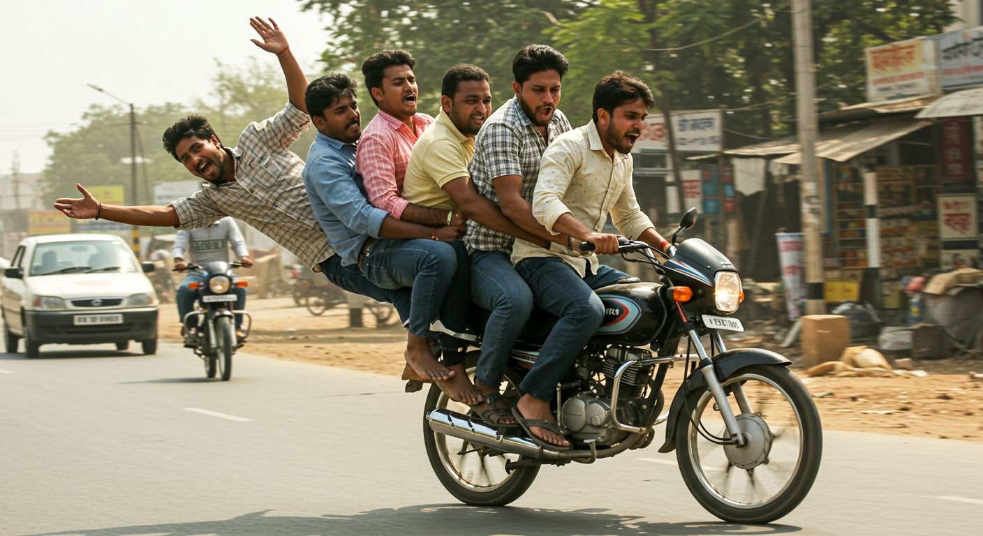 एक बाइक पर पांच सवार, जानलेवा स्टंट का वायरल वीडियो देख लोगों का माथा ठनका