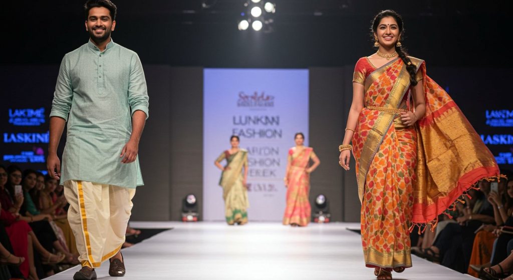 Teju Bhaiya's Desi Ramp Walk Goes Viral: Rocks Dhoti-Kurta with a Saree-Clad Girl!
