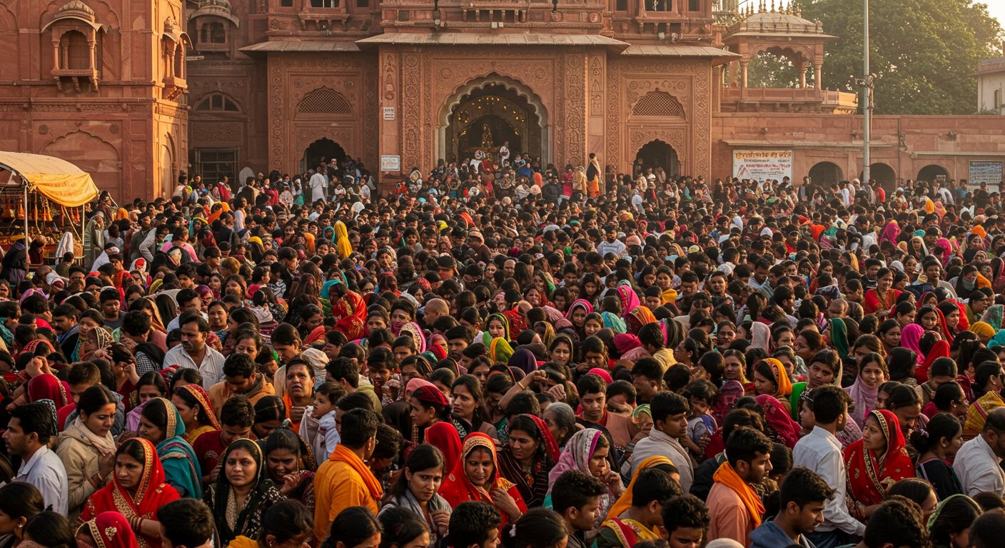 वृंदावन: बांकेबिहारी मंदिर में नई व्यवस्था लागू न होने से बेकाबू हो रही भीड़, भक्तों की बढ़ी परेशानी