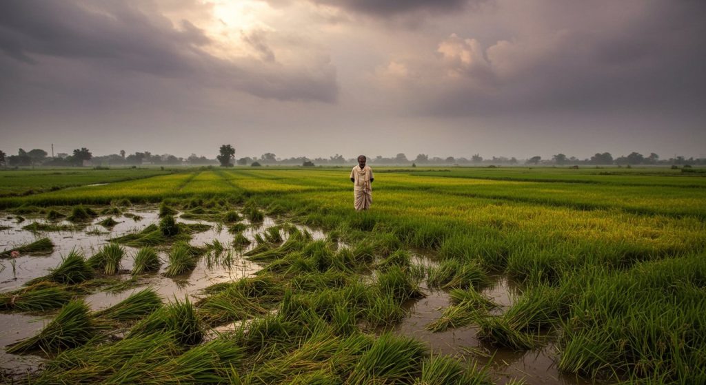 Sky-borne calamity on paddy crop: Farmers distressed by heavy rain and wind in Bareilly-Pilibhit.