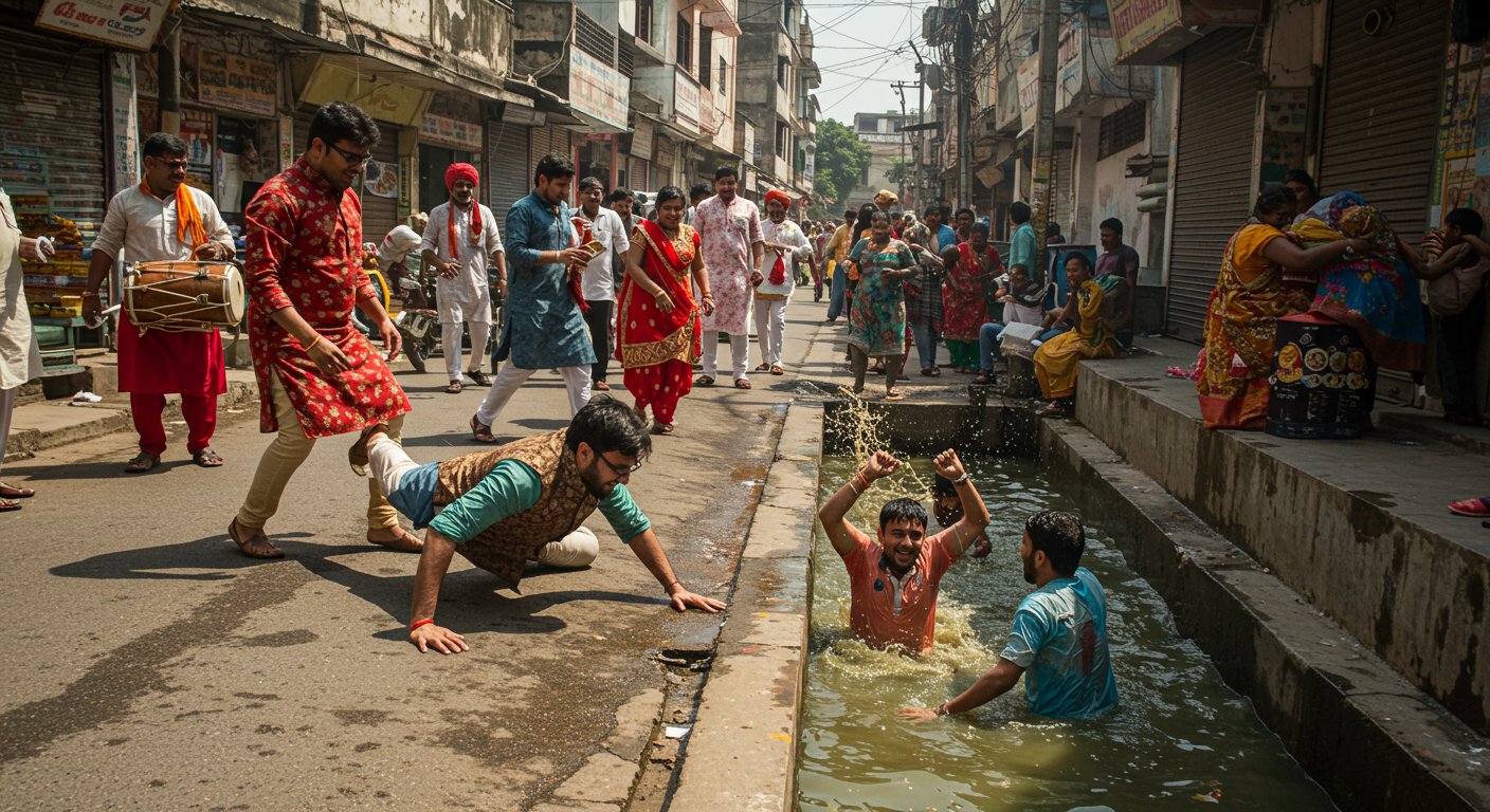 शर्मनाक बारात: सड़क पर लोटकर नाचे, नाली में कूदकर किया डांस, वीडियो देखकर लोग हुए शर्मिंदा!