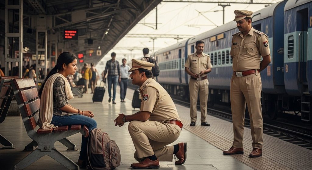 Minor, upset by mother's scolding, leaves home, travels from Delhi to Mathura, caught by GRP.