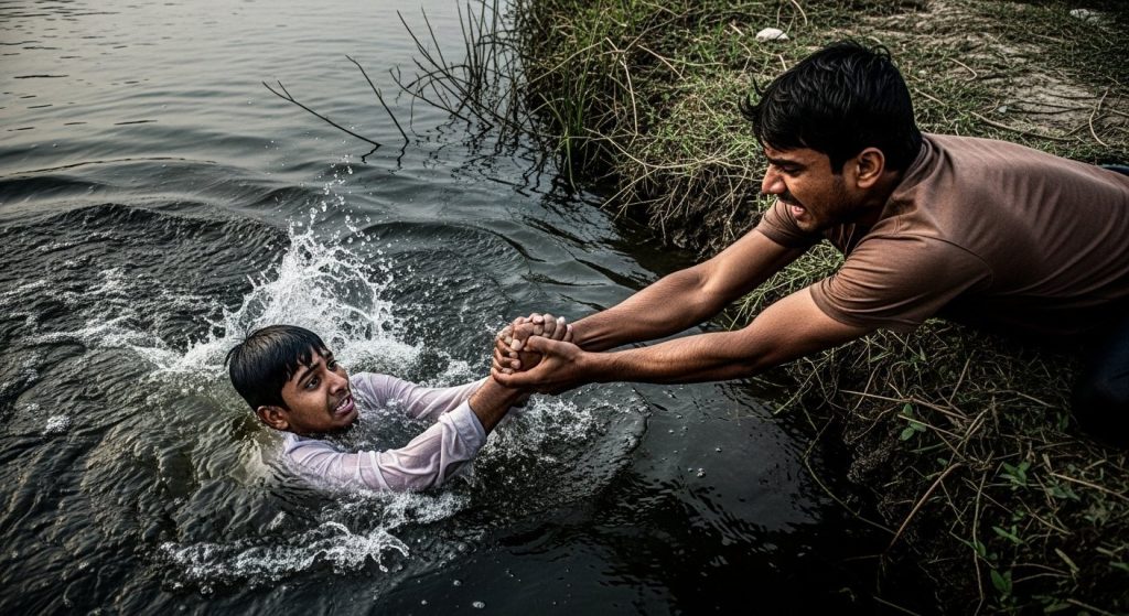 UP: Vishnu Fell Into Utangan River Pit, Water Tossed Him Up, Brother Grabbed His Hand; Narrated Spine-Chilling Story.