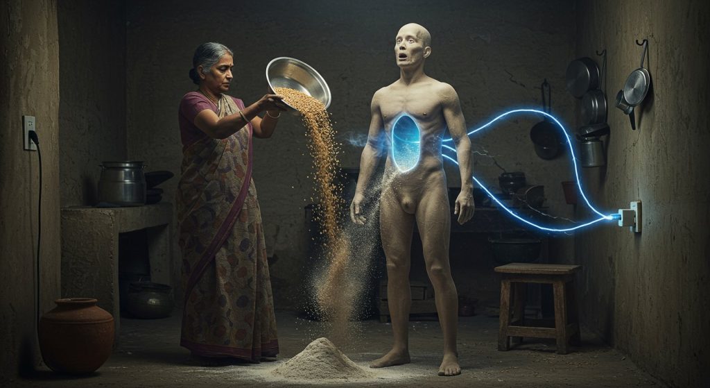 This case will shock you: Wife fitted electricity in her husband, turned him into a flour mill, then ground wheat like this!