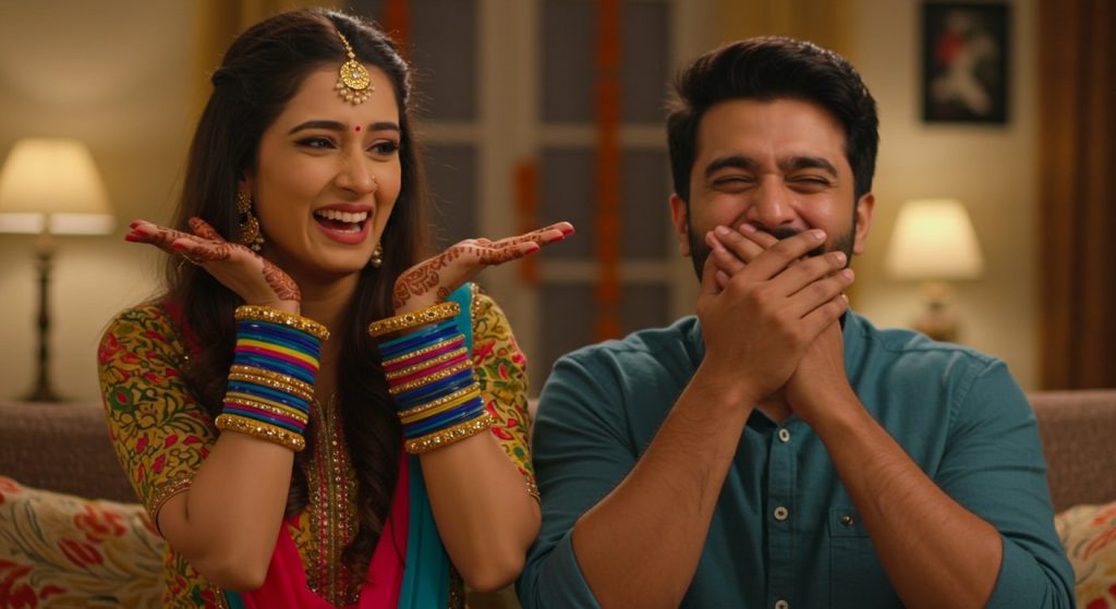 Wife's loving gesture on 'Neeli Peeli Choodiyan' song made people roll with laughter; video goes viral!