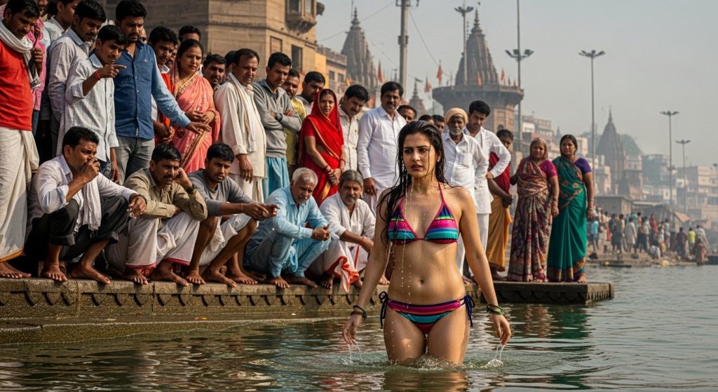 Uproar over bikini dip in Ganga: Woman questioned, people remark 'men lack self-control', sparking major debate