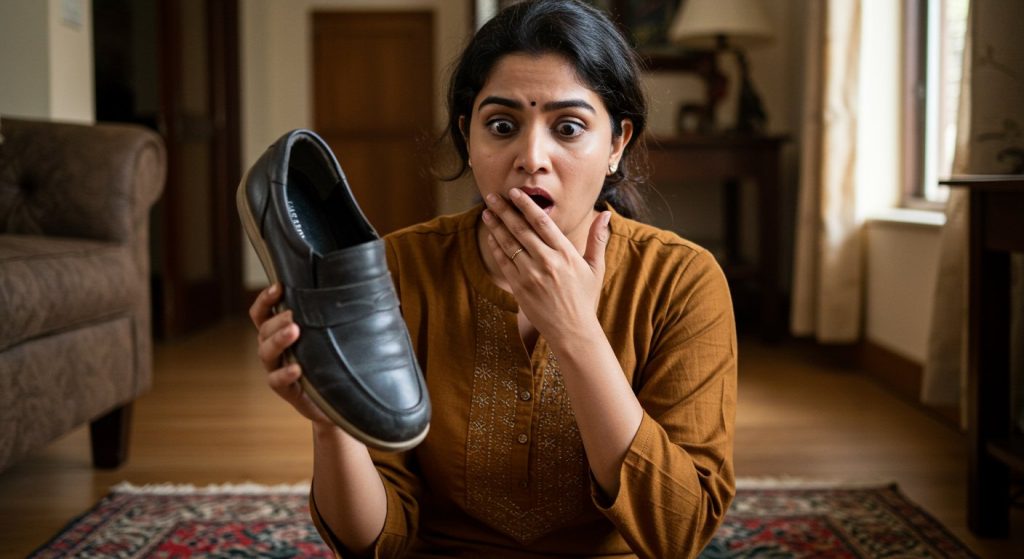 Woman Left Stunned After Surprising Name Found in Old 1300-Rupee Shoes! Read the Full Story.