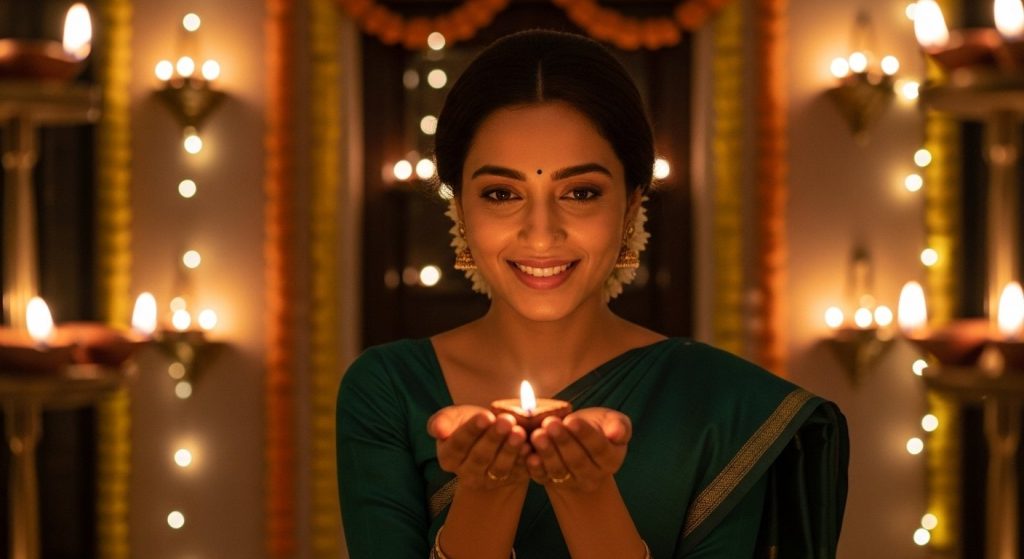 Woman's Diwali Message in Saree Goes Viral: Beauty and Simplicity Win All Hearts!