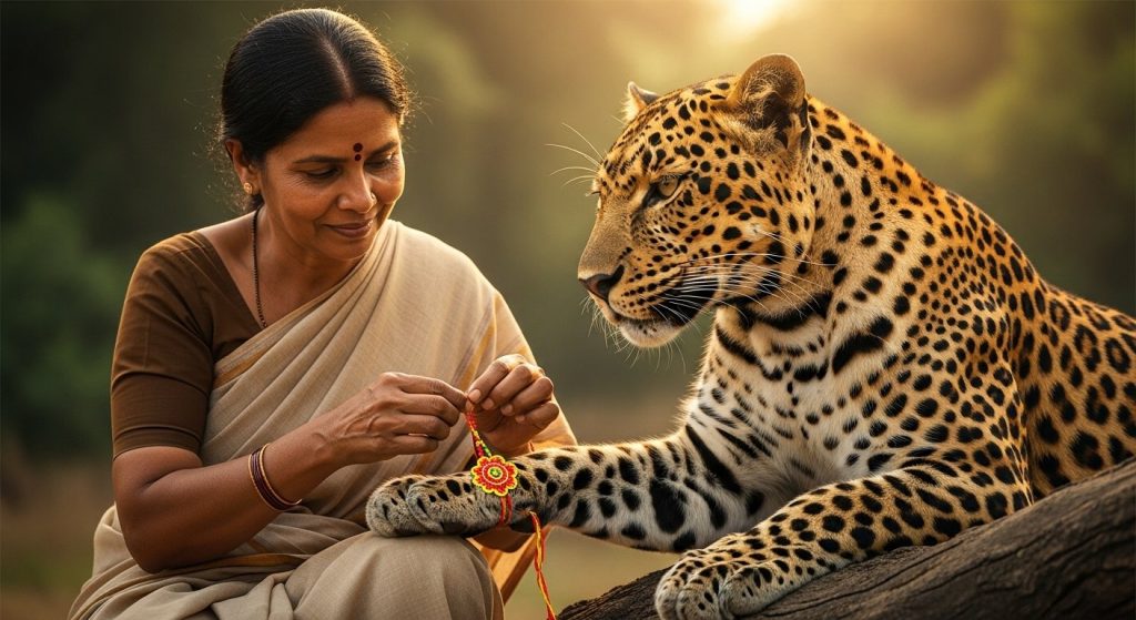Woman Ties Rakhi to Leopard, Makes Him Her Brother: Heart-Touching Video Goes Viral, People Get Emotional!