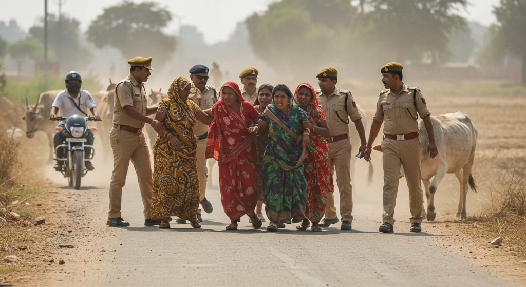 UP: 8 women nabbed herding cattle; bike-borne youth flees