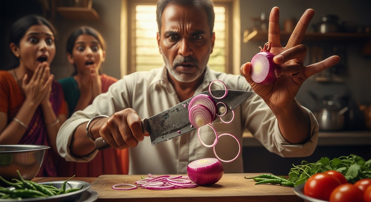 एक शख्स ने दिखाया प्याज काटने का ऐसा अनोखा तरीका, जिसने भी देखा वो रह गया हैरान!