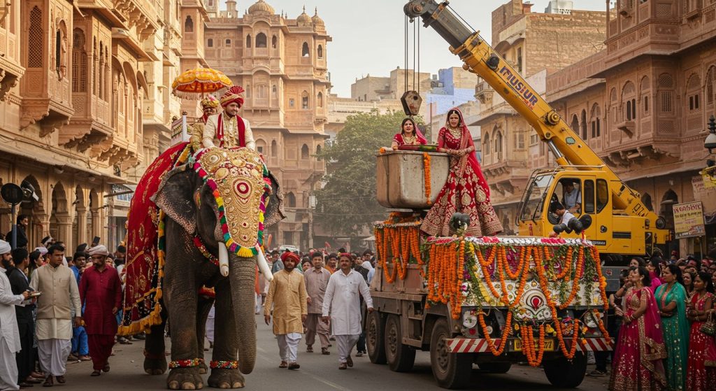 Jodhpur's Unique Maayra: Brother on Elephant, Sister on Crane, Goes Viral on Social Media!