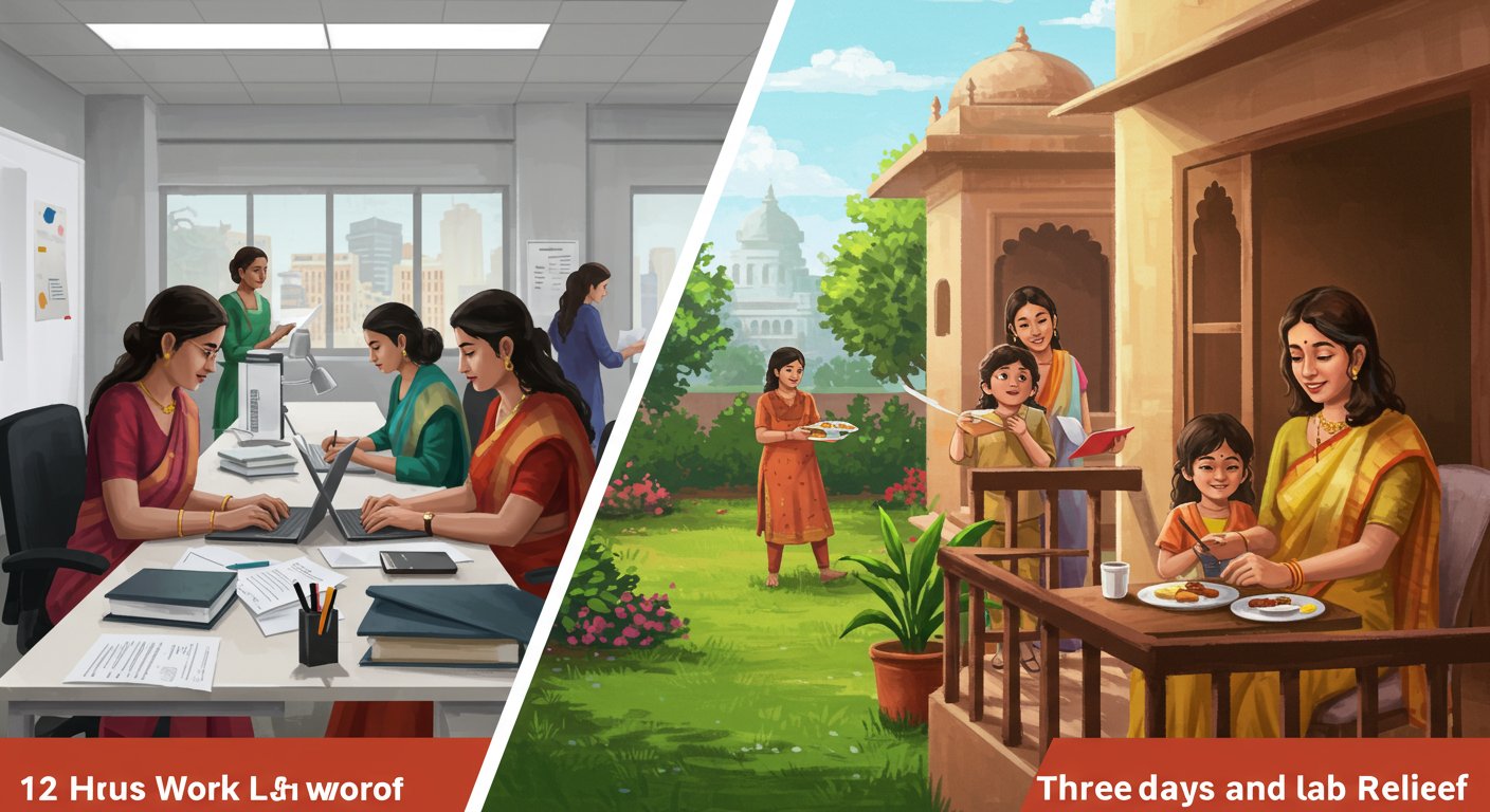 यूपी में बड़ा बदलाव: अब हफ्ते में तीन दिन छुट्टी, 12 घंटे काम; महिलाओं को विशेष लाभ