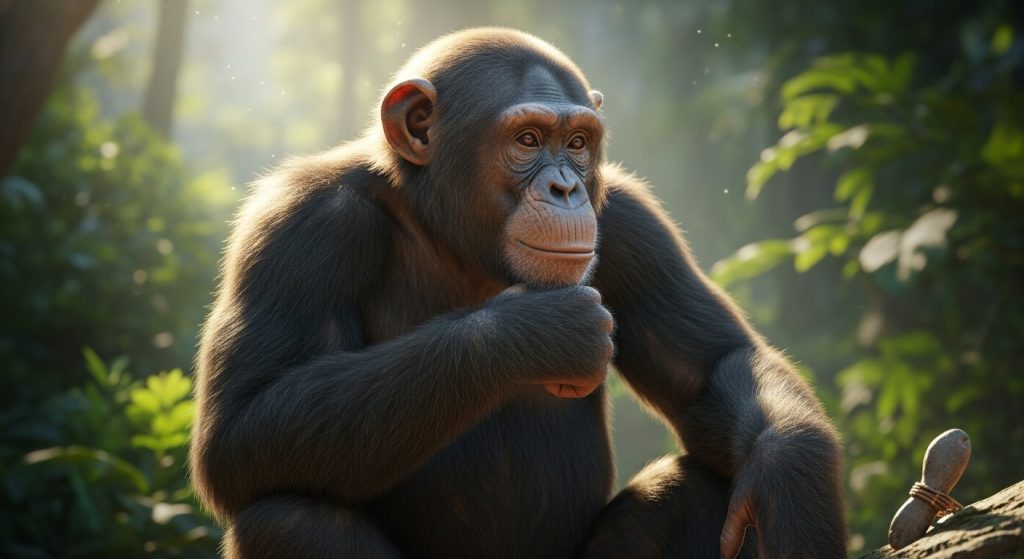 This animal is humans' cousin! 97% DNA is similar, and its actions are also gentleman-like.