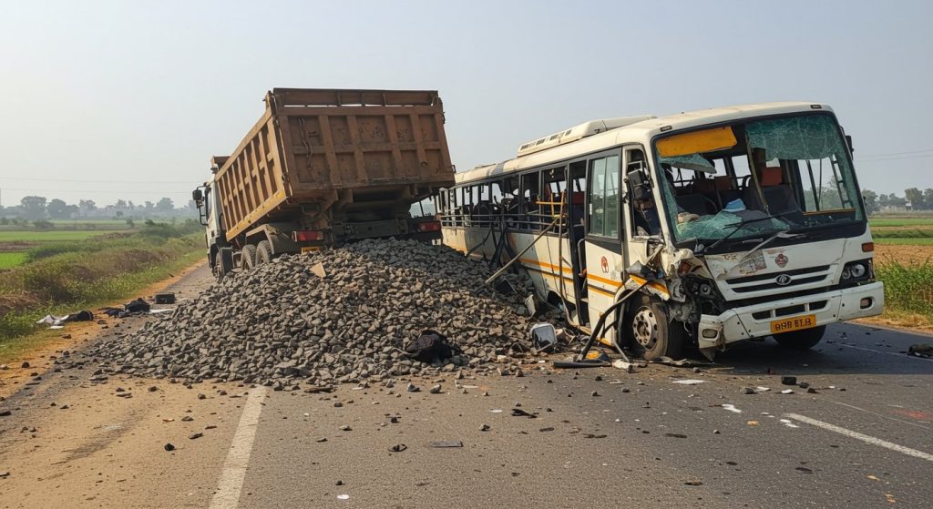 Horrific Bus-Dumper Collision in Telangana's Rangareddy: 20 Dead, Majority College Students; Gravel Proves Fatal
