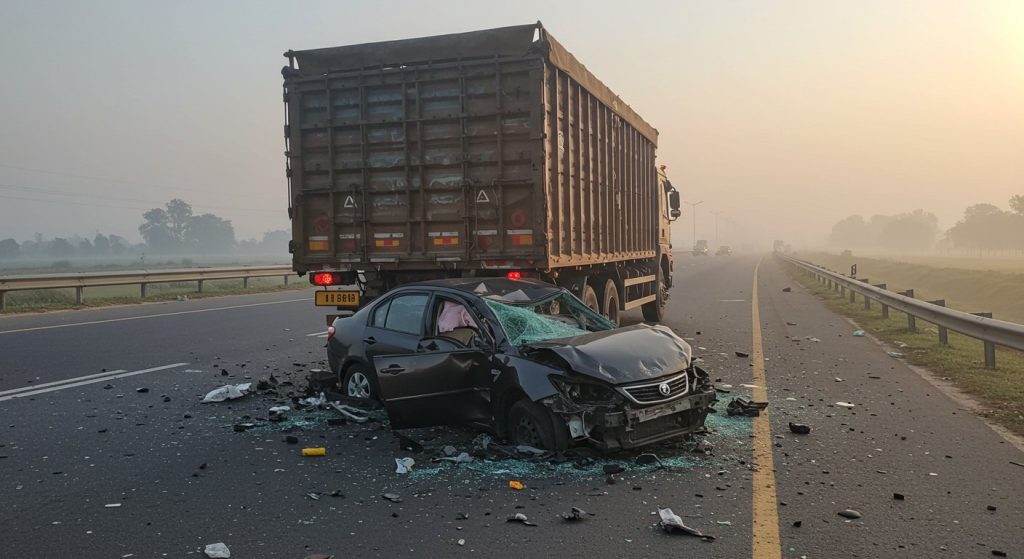 Tragic Accident on Delhi Highway: Car Rams Truck, Two Bareilly Cloth Merchants Killed, Families Plunged into Mourning