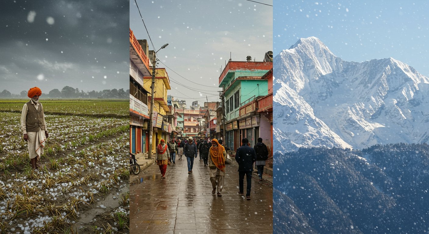 उत्तरी भारत में मौसम का बदला मिजाज: राजस्थान में ओलावृष्टि से फसलों को नुकसान, बद्रीनाथ में बर्फबारी, मध्य प्रदेश में कड़ाके की ठंड की दस्तक; हरियाणा में बारिश की संभावना