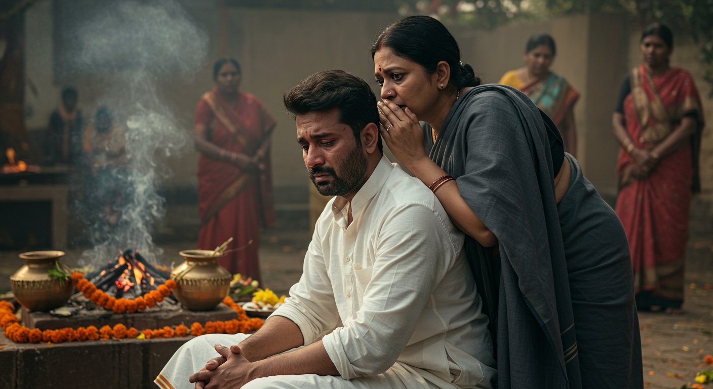 पिता के अंतिम संस्कार में अनजान महिला ने कान में फुसफुसाई ऐसी बात, जिससे पूरे परिवार की दुनिया बदल गई!