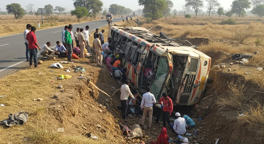 Jalaun: Sleeper bus plunges into ditch near Kalpi, 21 passengers injured; Overtaking caused the accident