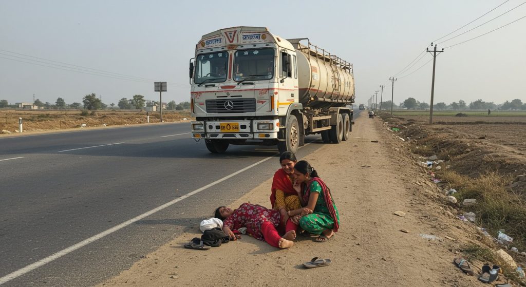 Horrific Accident in Kanpur: Tanker Crushes Cousins Standing by Highway; One Dead