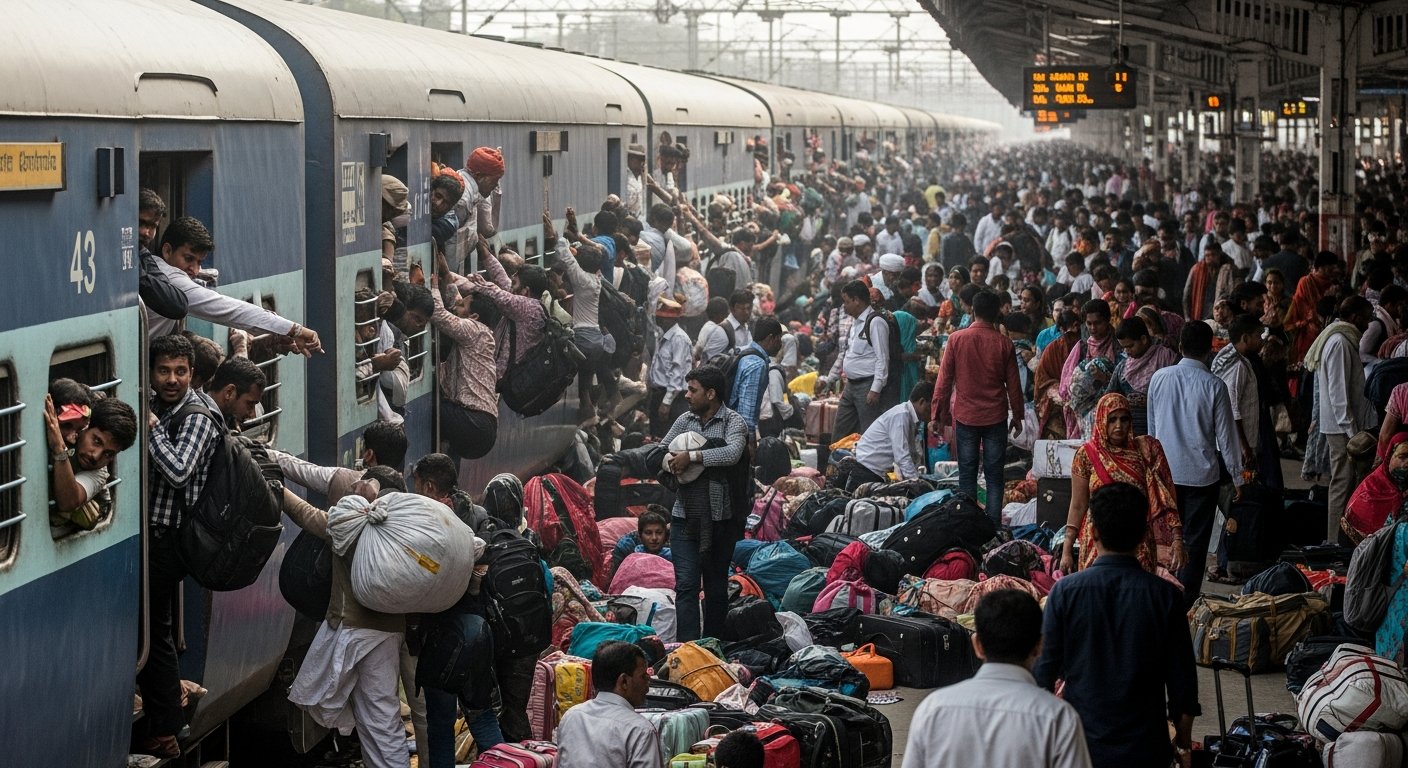 कानपुर सेंट्रल पर छठ के बाद भी यात्रियों का सैलाब: कोचों में जगह पाने के लिए संघर्ष जारी