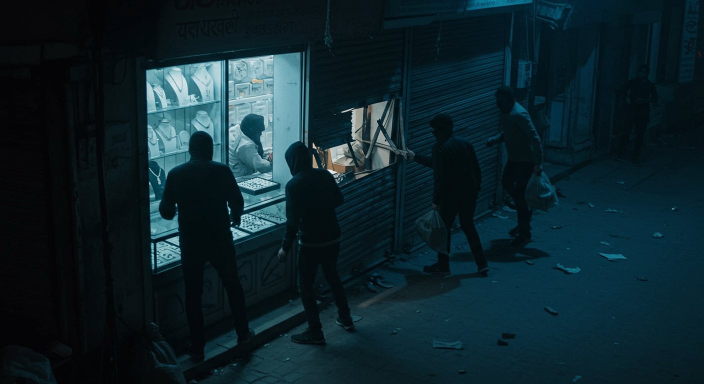 कानपुर में बड़ी चोरी: 20 मिनट में शटर तोड़कर ले उड़े 33 लाख के गहने, सीसीटीवी में कैद हुई वारदात
