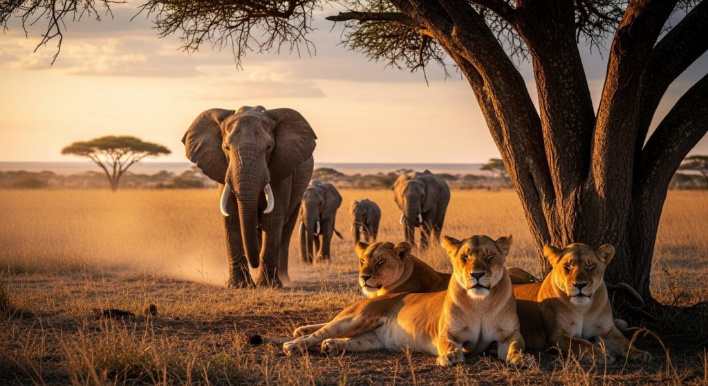 Elephants 'Swag-Surprise' Lionesses Resting Under Tree: Watch Full Viral Video!