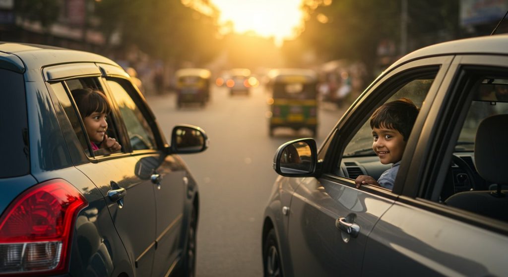 Love at first sight! Kids in separate cars saw each other and made such a gesture, video goes viral.