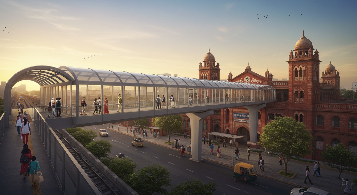 लखनऊ में यात्रियों को बड़ी सौगात: बादशाहनगर मेट्रो से रेलवे स्टेशन तक अब सीधा स्काईवॉक!