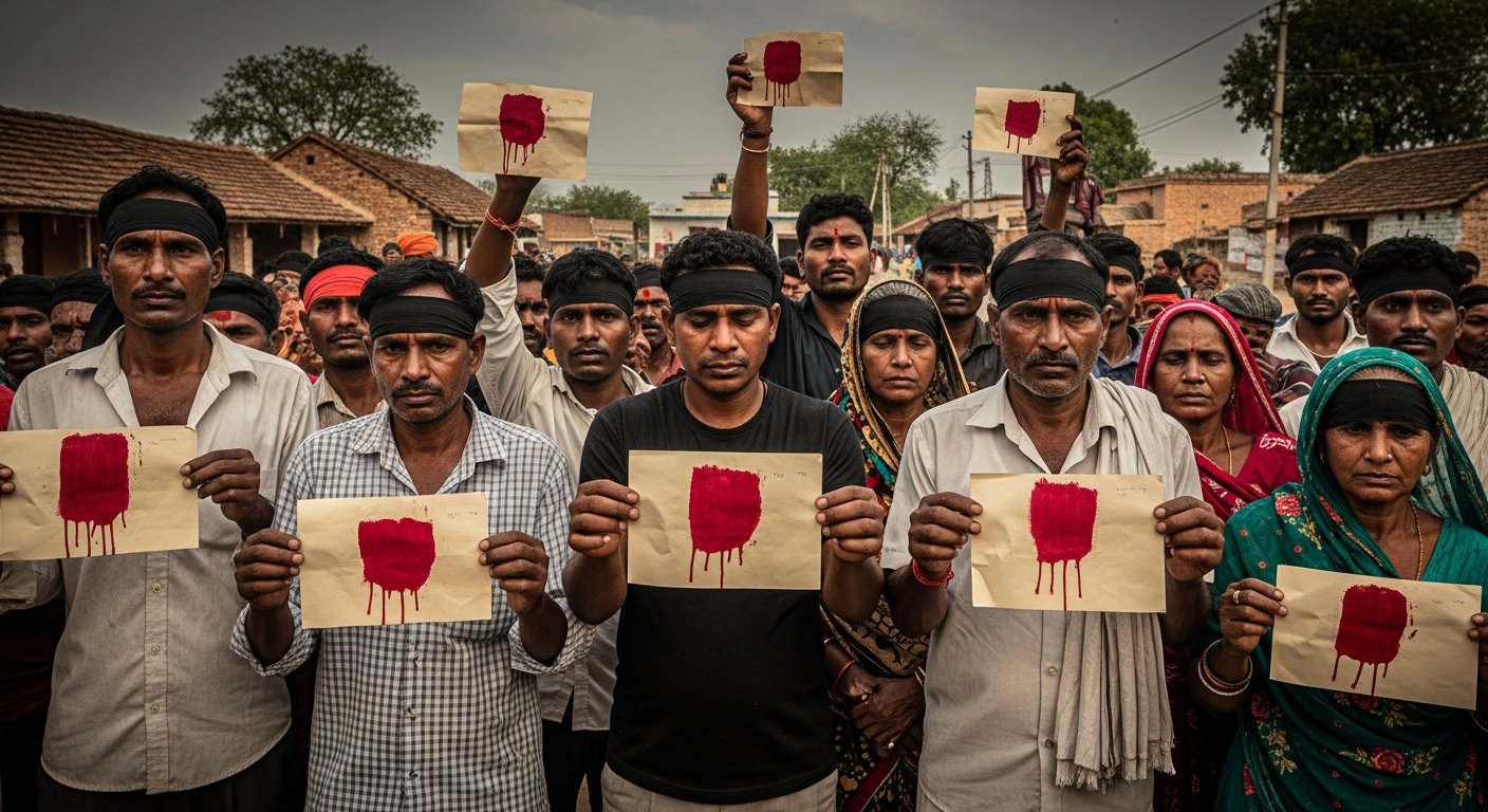 महोबा में बुंदेलखंड का दर्द: काली पट्टी बांध, खून से खत लिखकर मांगा अलग राज्य
