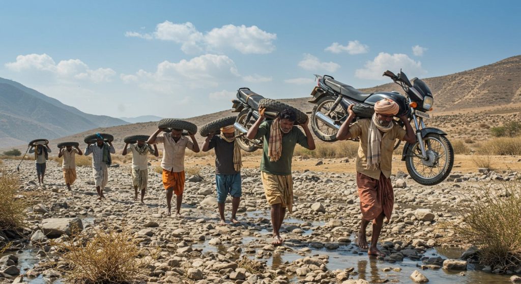 Shocking Video: Here, bikes are carried on shoulders, not roads; Know the full story